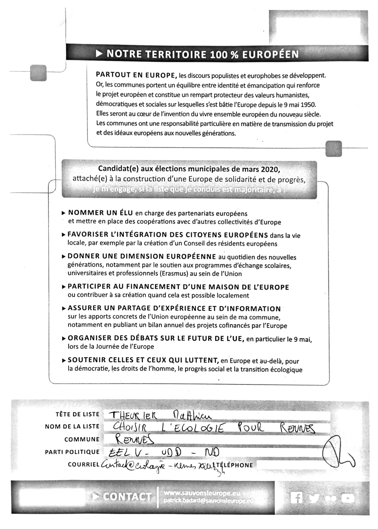 Page 2 de la charte UE des territoires